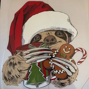 Festive Sloth Christmas DTF transfer